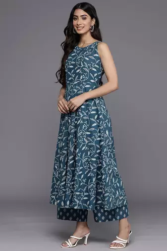 Women Floral Printed Regular Pure Cotton Kurta with Trousers