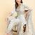Floral Printed High Slit Pure Cotton Kurta With Trousers & Dupatta