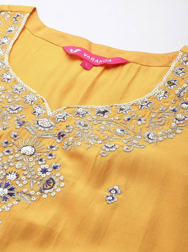 Ethnic Motifs Embroidered Regular Sequinned Kurta with Trousers & Dupatta