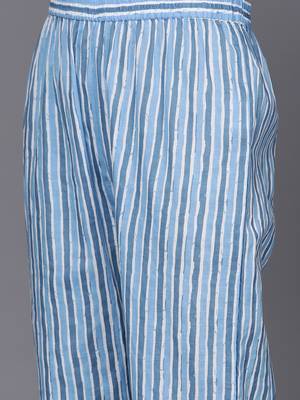Printed Empire Mirror Work Pure Cotton Kurta with Trousers & Dupatta 4