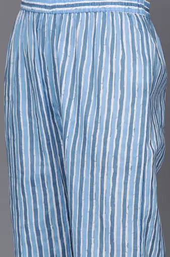 Printed Empire Mirror Work Pure Cotton Kurta with Trousers & Dupatta