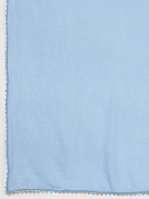 Printed Empire Mirror Work Pure Cotton Kurta with Trousers & Dupatta 5