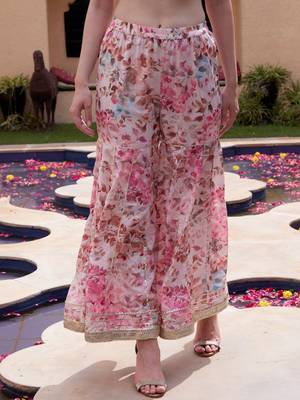 Women Floral Printed Regular Mirror Work Kurta with Sharara & Dupatta 6