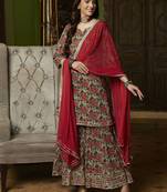 Women Floral Embroidered Empire Pure Cotton Kurta with Trousers & Dupatta
