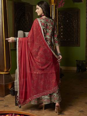 Women Floral Embroidered Empire Pure Cotton Kurta with Trousers & Dupatta 4