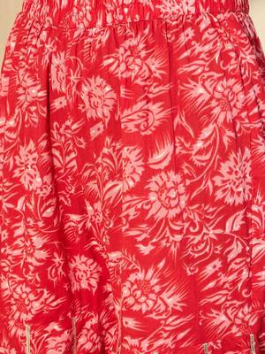 Women Printed Empire Mirror Work Pure Cotton Kurta with Sharara & With Dupatta 3