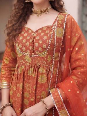 Women Floral Printed Empire Gotta Patti Pure Cotton Kurta with Sharara & With Dupatta 6