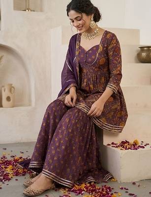 Women Paisley Printed Regular Gotta Patti Pure Cotton Kurta with Sharara & With Dupatta 6