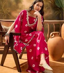 Bandhej Printed Kaftan & Tube Fusion Top With Sharara