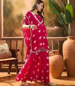 Bandhej Printed Kaftan & Tube Fusion Top With Sharara