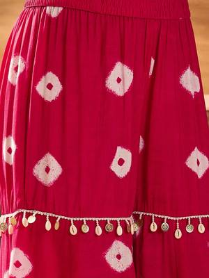 Bandhej Printed Kaftan & Tube Fusion Top With Sharara 7