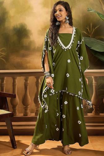 Bandhej Printed Kaftan Tube Top With Sharara