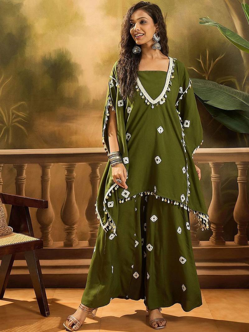 Bandhej Printed Kaftan Tube Top With Sharara