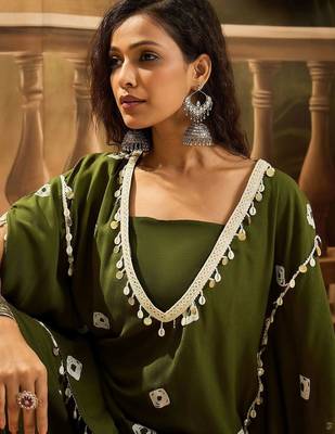Bandhej Printed Kaftan Tube Top With Sharara 2