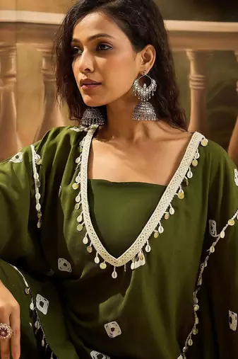 Bandhej Printed Kaftan Tube Top With Sharara