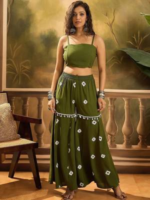 Bandhej Printed Kaftan Tube Top With Sharara 4