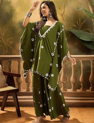 Bandhej Printed Kaftan Tube Top With Sharara 5