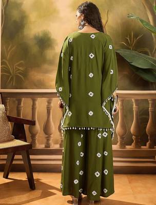 Bandhej Printed Kaftan Tube Top With Sharara 6