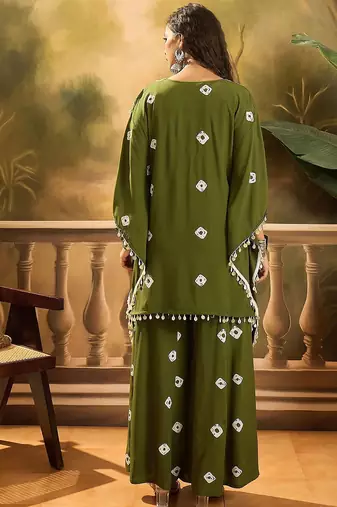 Bandhej Printed Kaftan Tube Top With Sharara