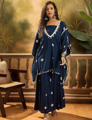 Bandhej Printed Kaftan Tube Top & Sharara Set 3