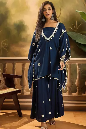 Bandhej Printed Kaftan Tube Top & Sharara Set