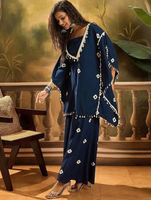 Bandhej Printed Kaftan Tube Top & Sharara Set 1