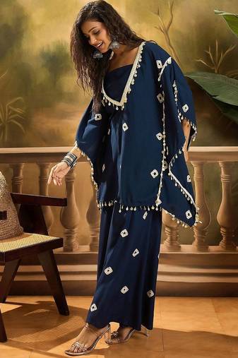 Bandhej Printed Kaftan Tube Top & Sharara Set