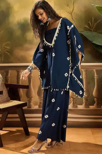 Bandhej Printed Kaftan Tube Top & Sharara Set