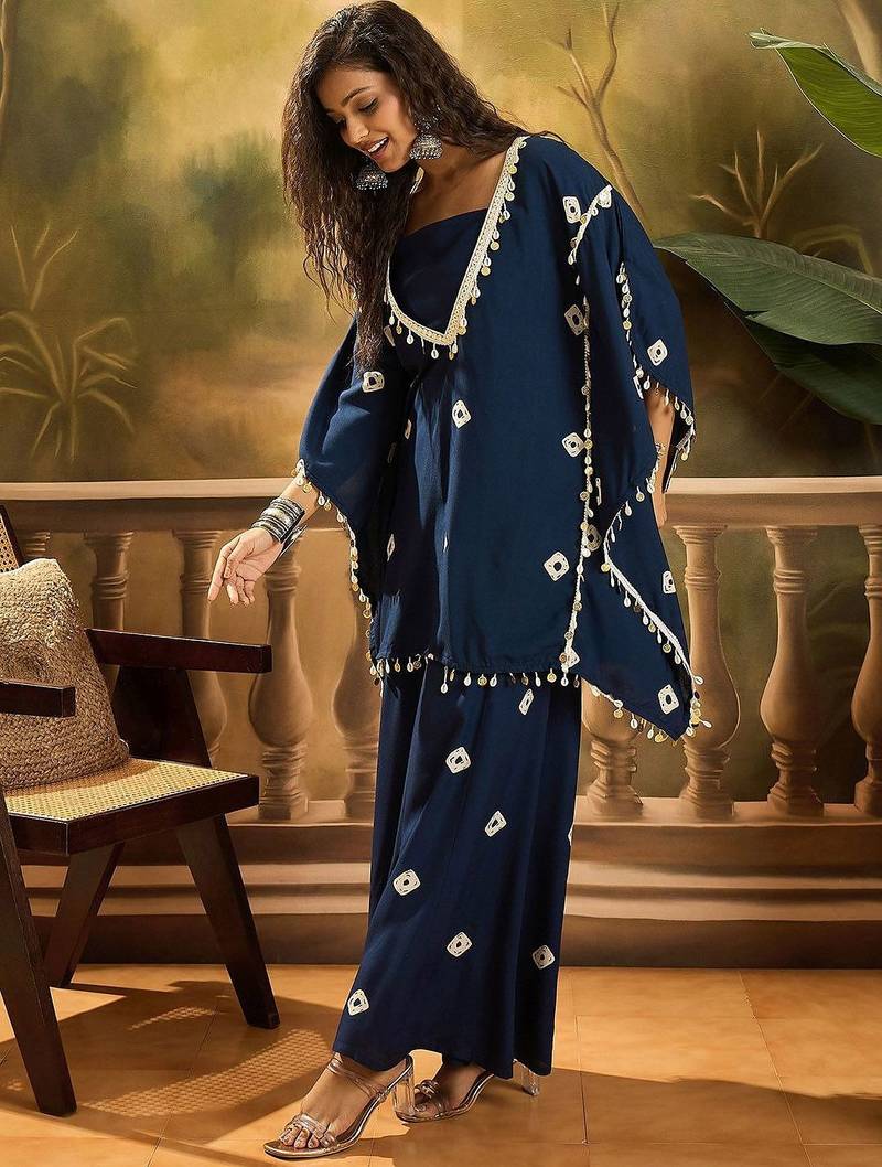 Bandhej Printed Kaftan Tube Top & Sharara Set