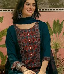 Printed Round Neck Kurta & Palazzos With Dupatta
