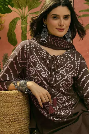 Printed Pure Cotton Round Neck Kurta & Trousers With Dupatta