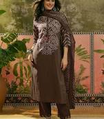 Printed Pure Cotton Round Neck Kurta & Trousers With Dupatta