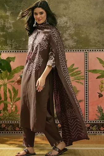 Printed Pure Cotton Round Neck Kurta & Trousers With Dupatta