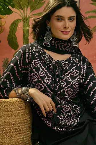 Printed Pure Cotton Round Neck Kurta & Trousers With Dupatta
