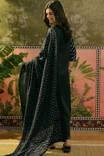 Printed Pure Cotton Round Neck Kurta & Trousers With Dupatta