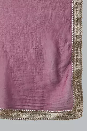 Women Purple Bandhani Printed Kurta with Sharara & With Dupatta