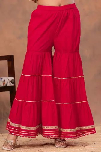 Women Regular Gotta Patti Pure Cotton Kurta with Sharara & Dupatta
