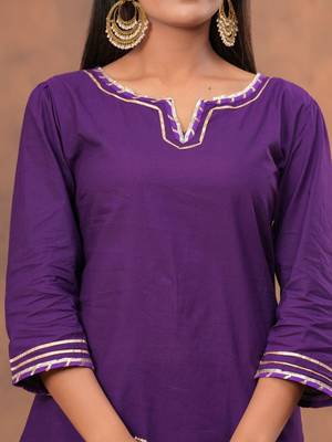 Women Regular Gotta Patti Pure Cotton Straight Kurta with Sharara & Dupatta 2