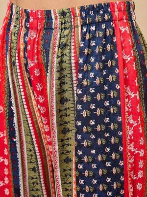 Ethnic Motifs Printed Pure Cotton A-Line Kurti With Sharara & Dupatta 3