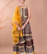 Women Ethnic Motifs Printed Tiered Gotta Patti Kurta With Sharara And Dupatta