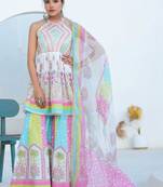 Women Ethnic Motifs Printed Mirror Work Pure Cotton Kurta with Sharara and Dupatta