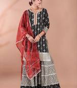 Women Ethnic Motifs Printed Regular Gotta Patti Kurta with Sharara and Dupatta