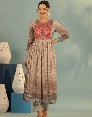Women Ethnic Motifs Printed Tiered Mirror Work Kurta with Trousers and Dupatta 4