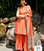 Bandhani Printed Tie-Up Neck Sleeveless Chanderi Silk Kurta Set With Dupatta