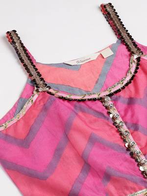Floral Printed Shoulder Straps Gotta Patti Pure Cotton Kurta With Sharara & Dupatta 2