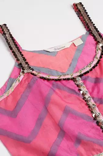 Floral Printed Shoulder Straps Gotta Patti Pure Cotton Kurta With Sharara & Dupatta