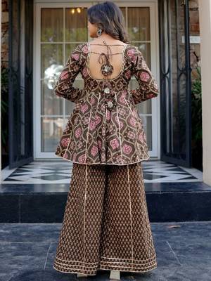 Women Floral Printed Layered Gotta Patti Pure Cotton Kurta with Palazzos & With Dupatta 5