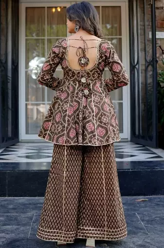 Women Floral Printed Layered Gotta Patti Pure Cotton Kurta with Palazzos & With Dupatta