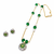 Green beaded pendant necklace floral meenakari pendant, gold-tone chain, stud earrings included, ethnic indian style