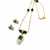 Green stone & pearl gold-tone pendant necklace and earrings set, floral pendant, oval bead chain, women's jewellery set